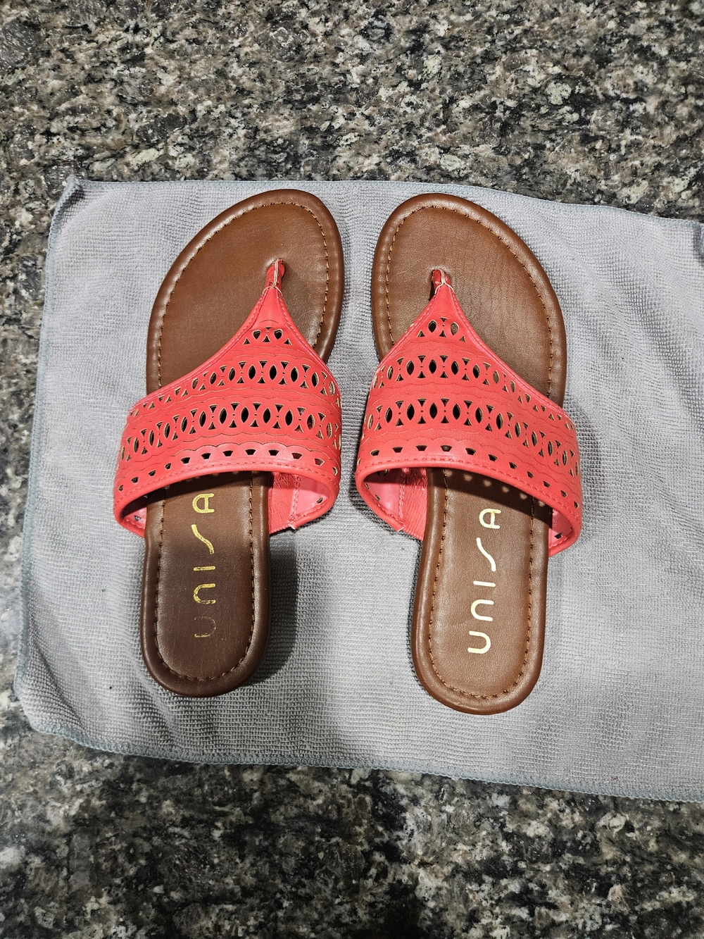 Unisa Women's Coral Laser-Cut Toe-Post Sandals